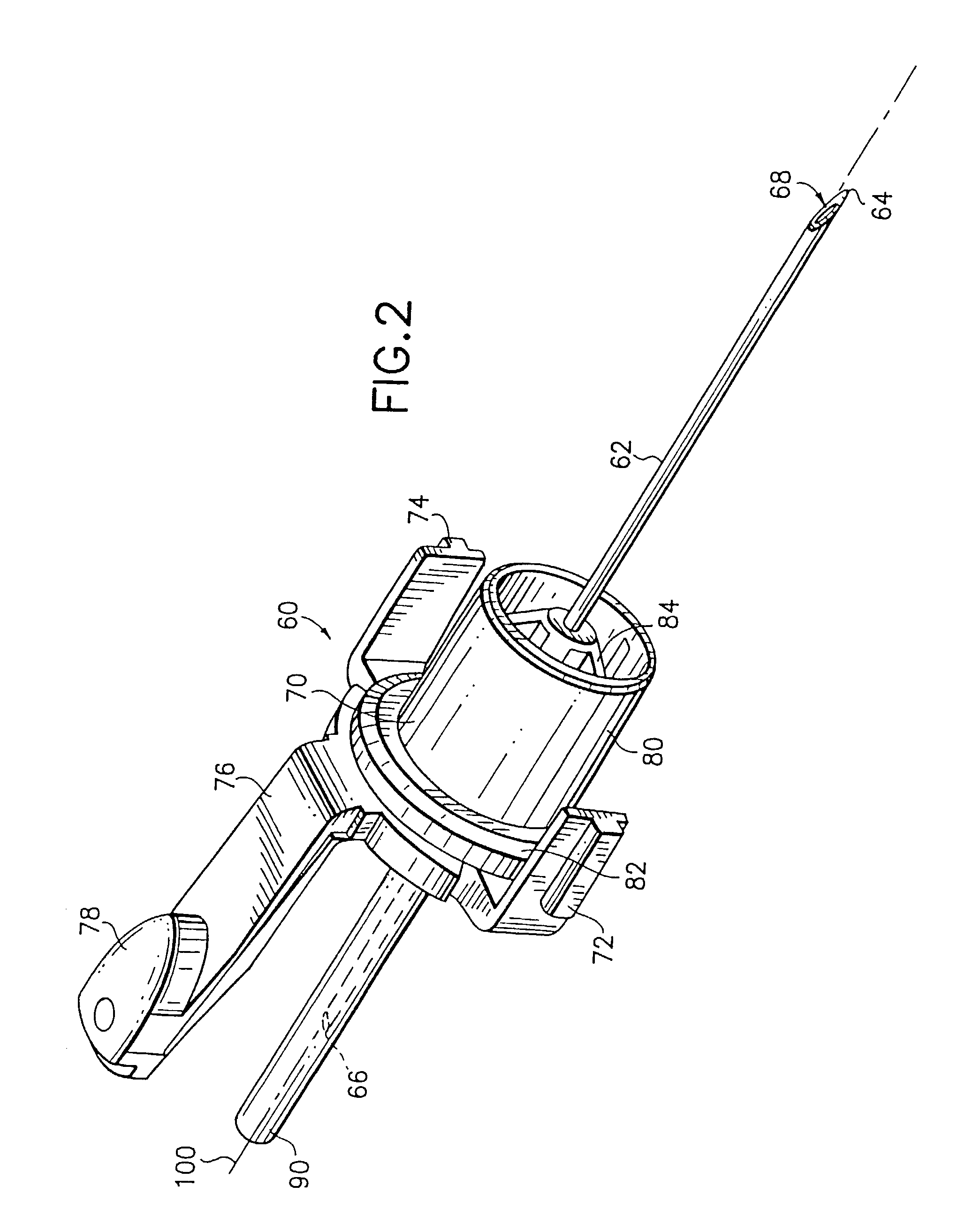 Retracting needle safety device