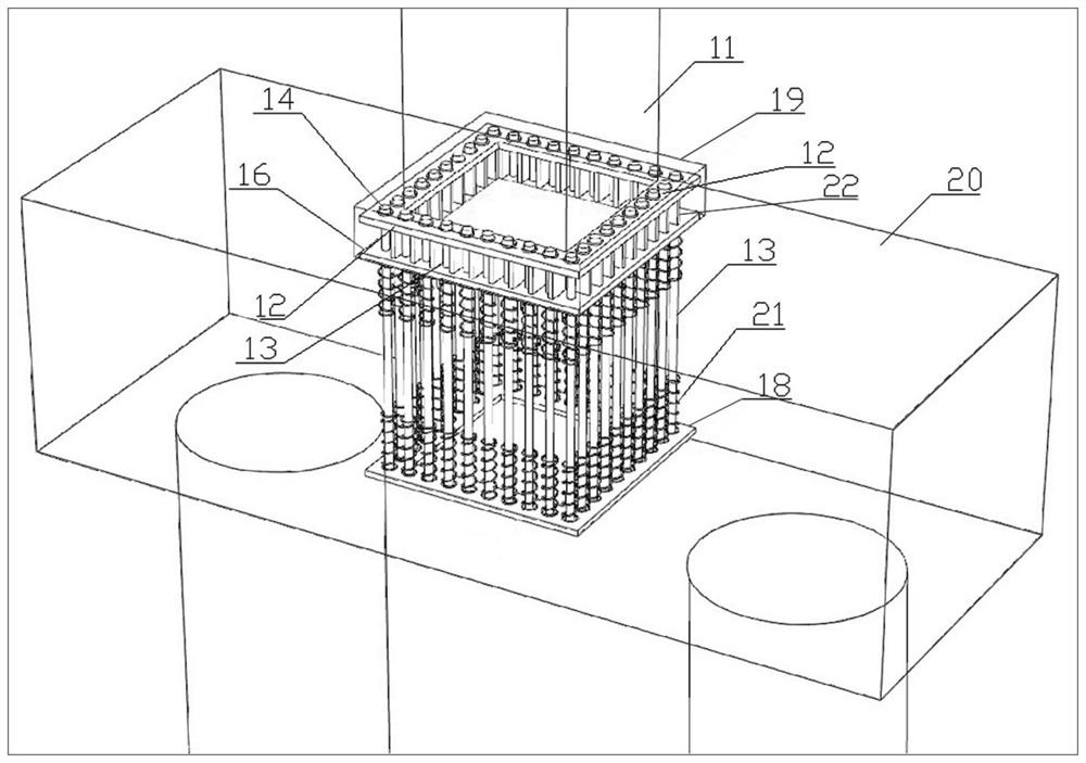 Small and medium span rigid frame bridge steel pier bottom consolidation structure