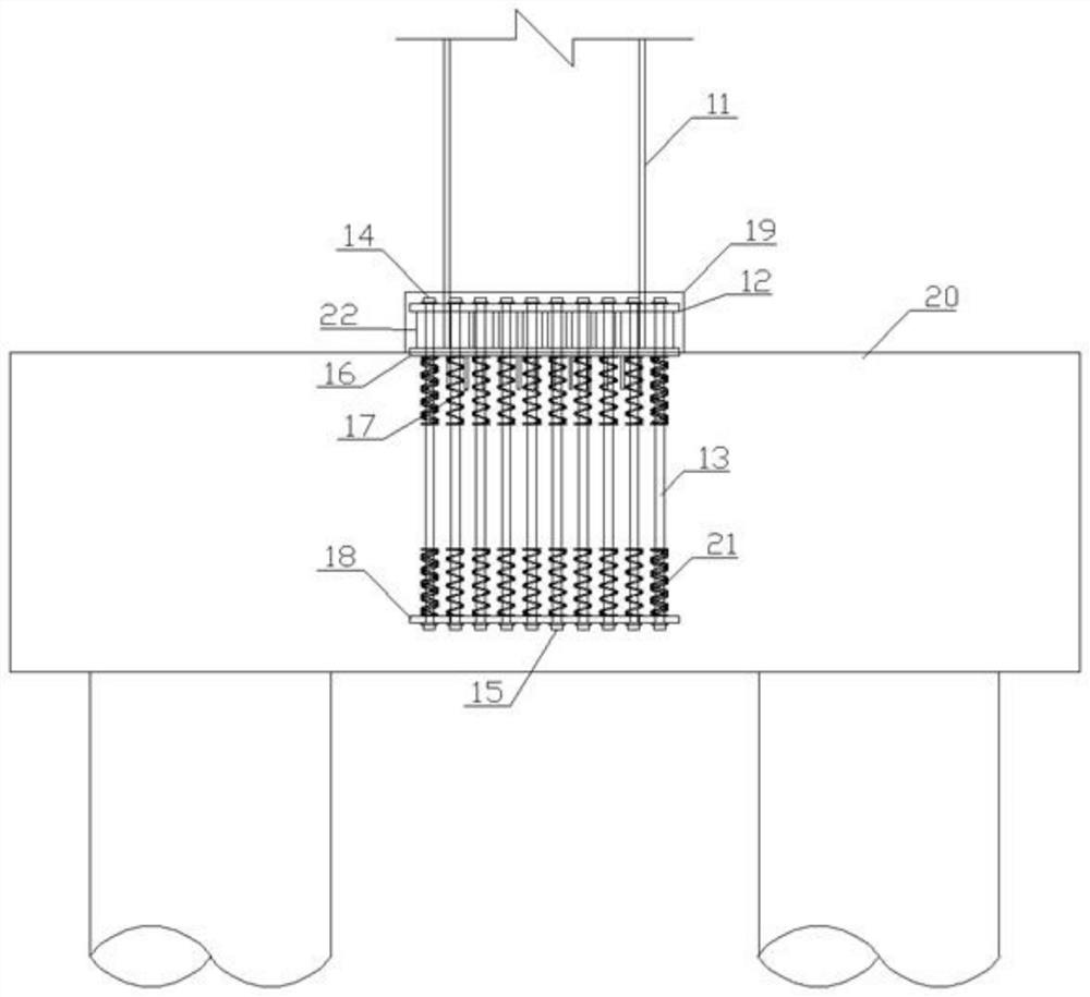 Small and medium span rigid frame bridge steel pier bottom consolidation structure