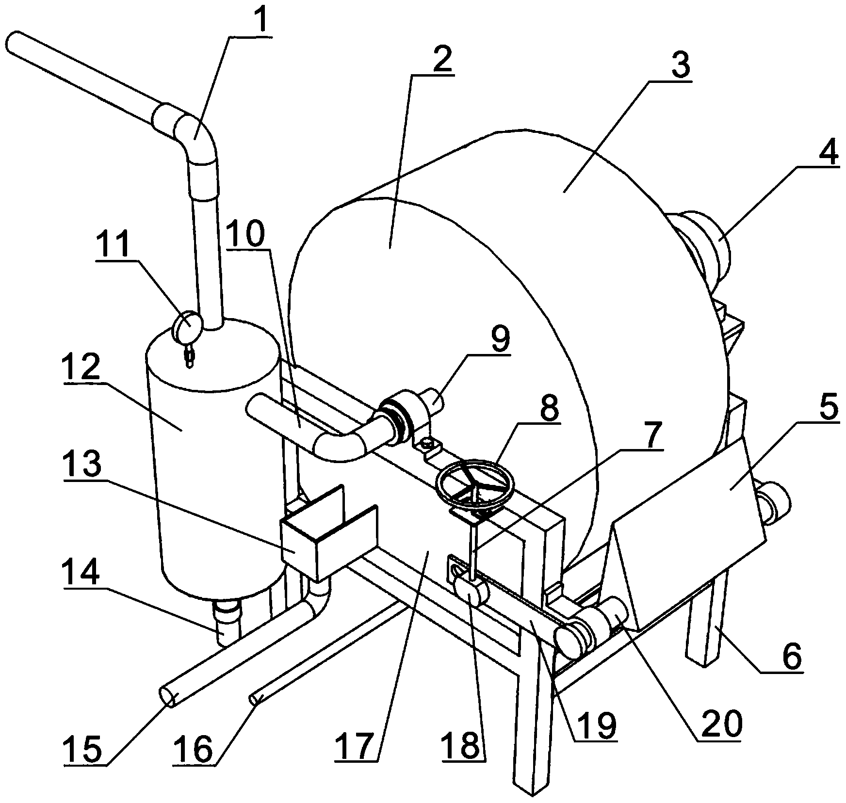 Drum type dehydration device for lotus root starch slurry and dehydration method thereof