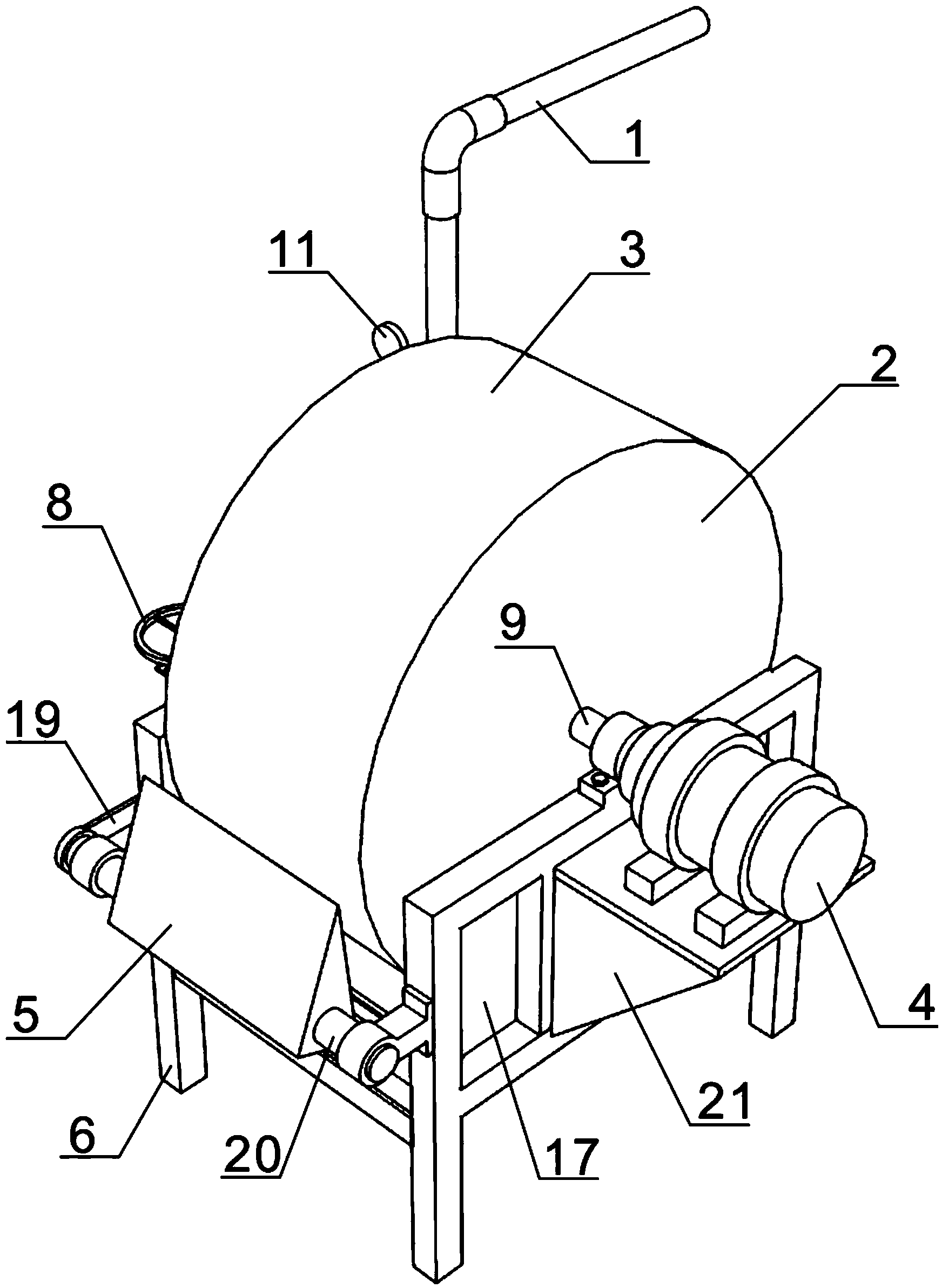 Drum type dehydration device for lotus root starch slurry and dehydration method thereof