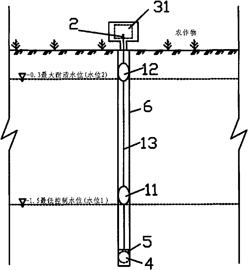 Agricultural land concealed pipe water level water quality co-controlling drainage