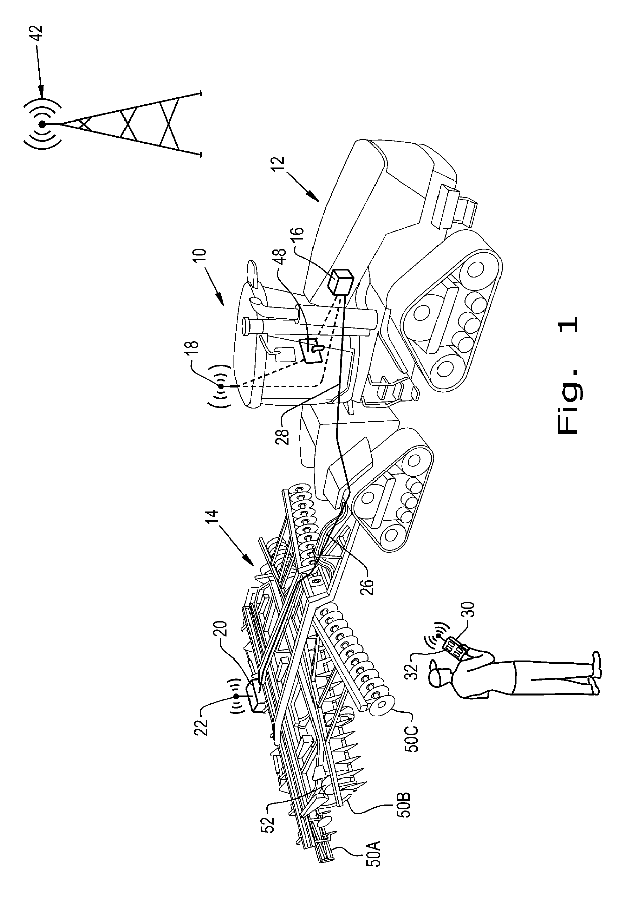 Method of adjusting tillage equipment remotely from outside a tractor cab