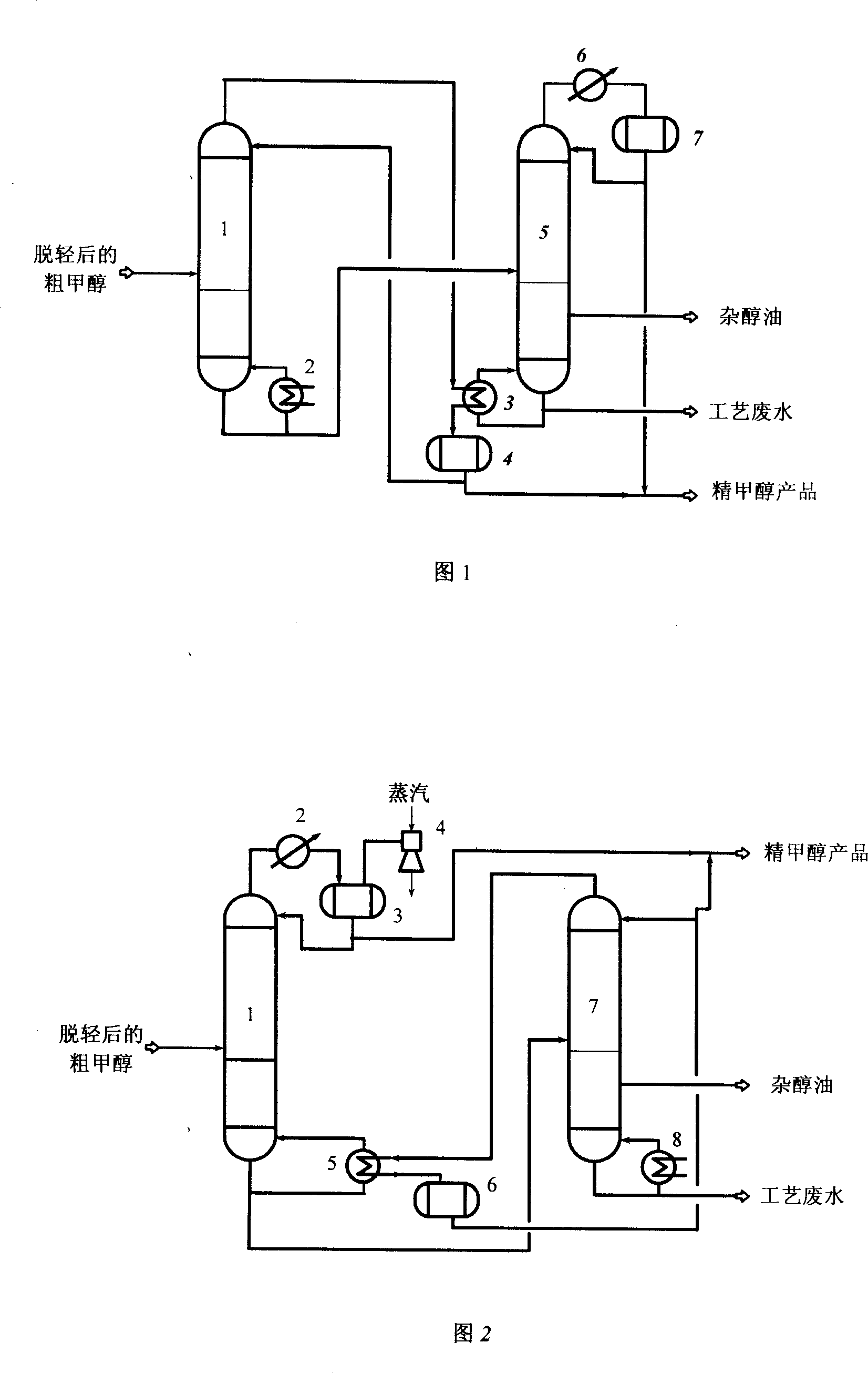 Pressure-reducing flow-reversing dual-purpose distillation method and apparatus for refining crude methanol