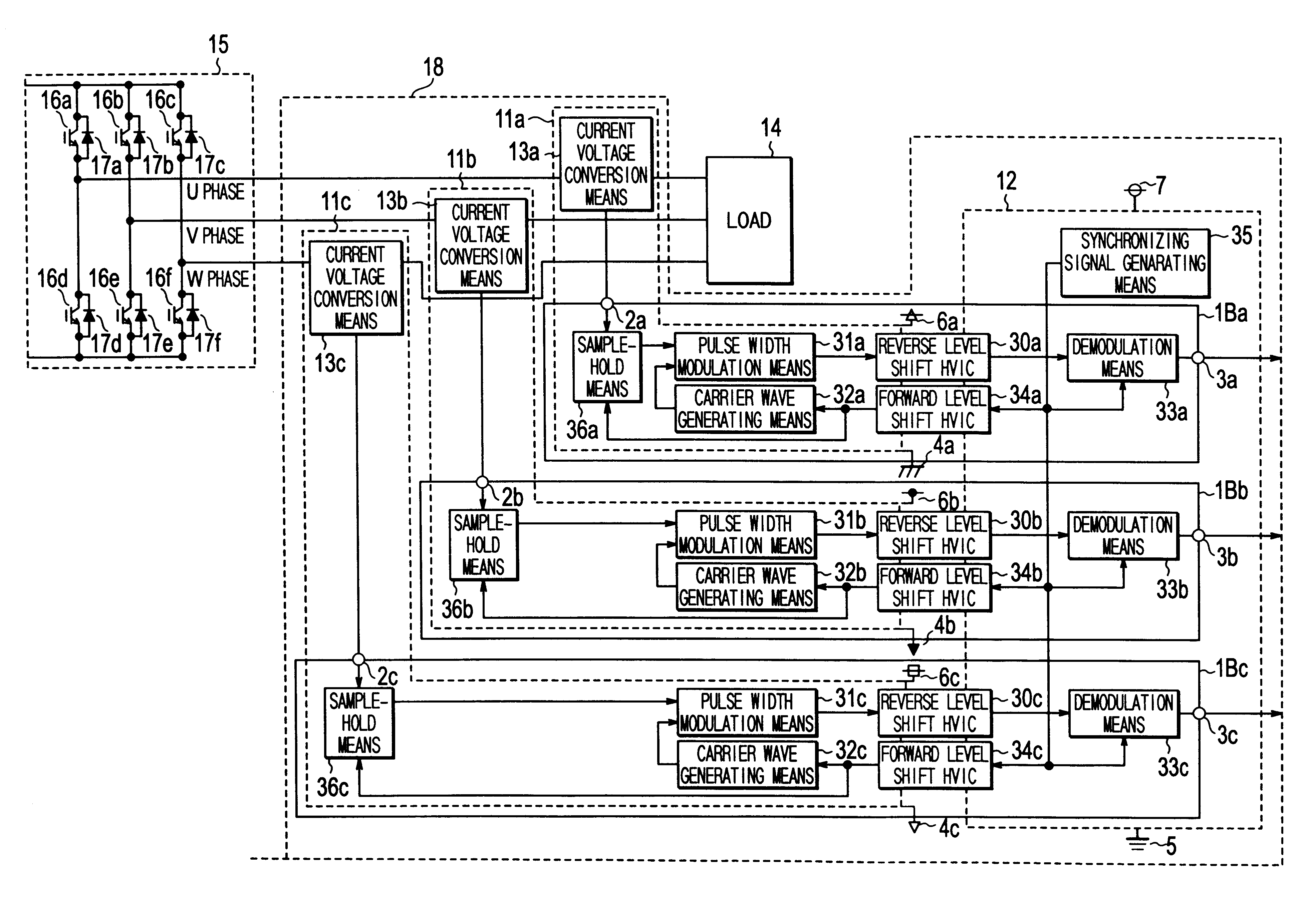Analog signal detecting circuit, and AC side current detector of semiconductor power conversion device