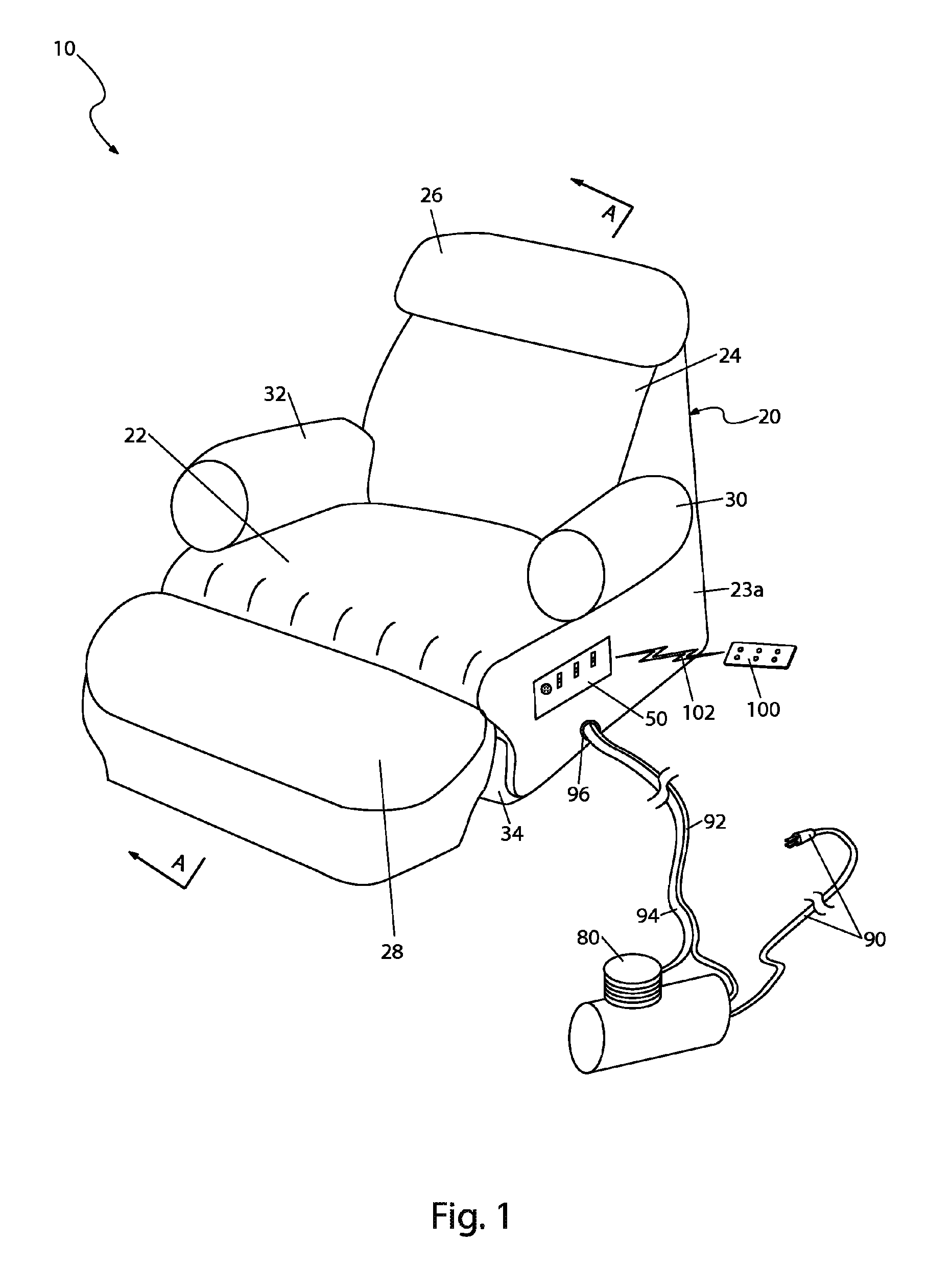 Inflatable reclining chair