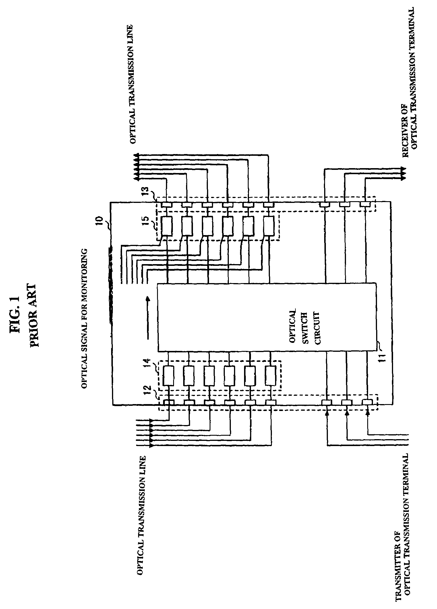 Optical crossconnect device and monitoring method of optical crossconnect device