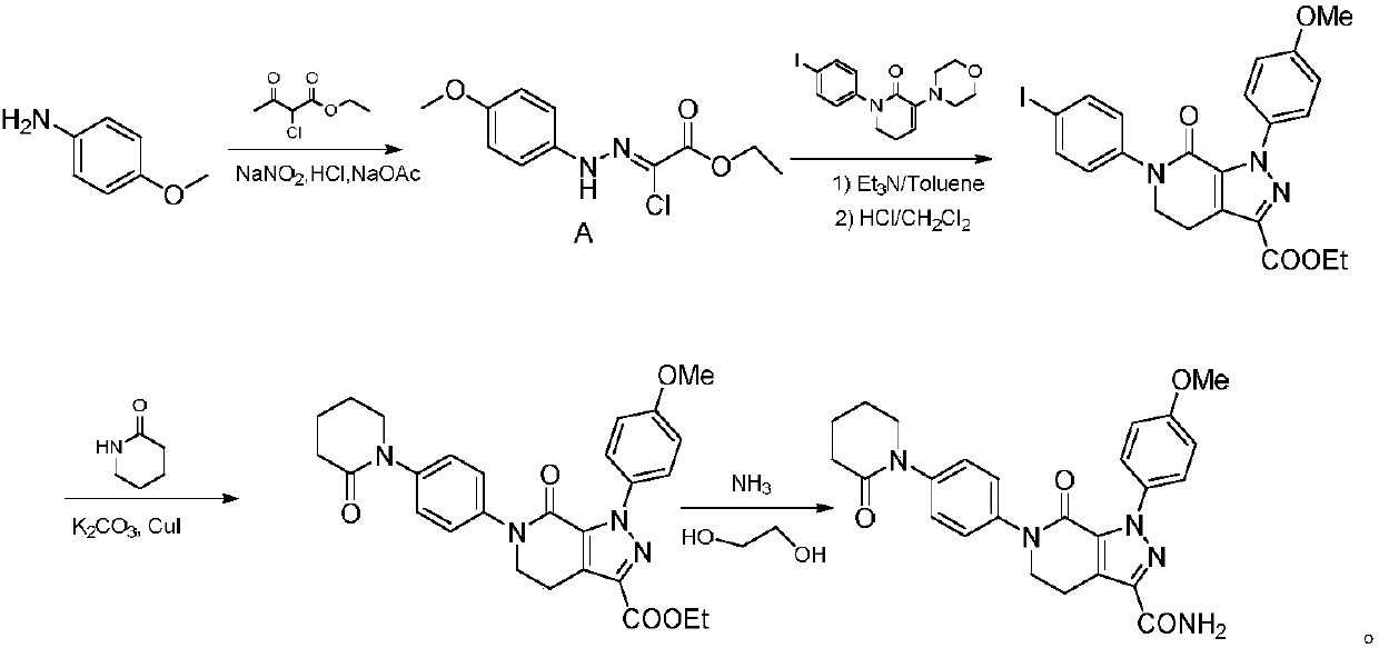 Preparation method of apixaban drug for preventing or treating joint replacement venous thrombosis