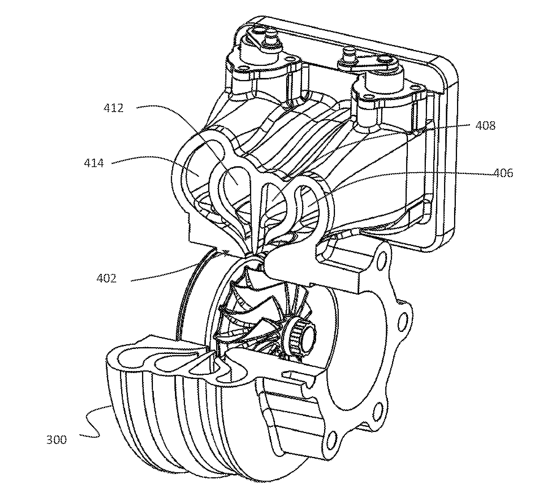 Quad layer passage variable geometry turbine for turbochargers in exhaust gas recirculation engines