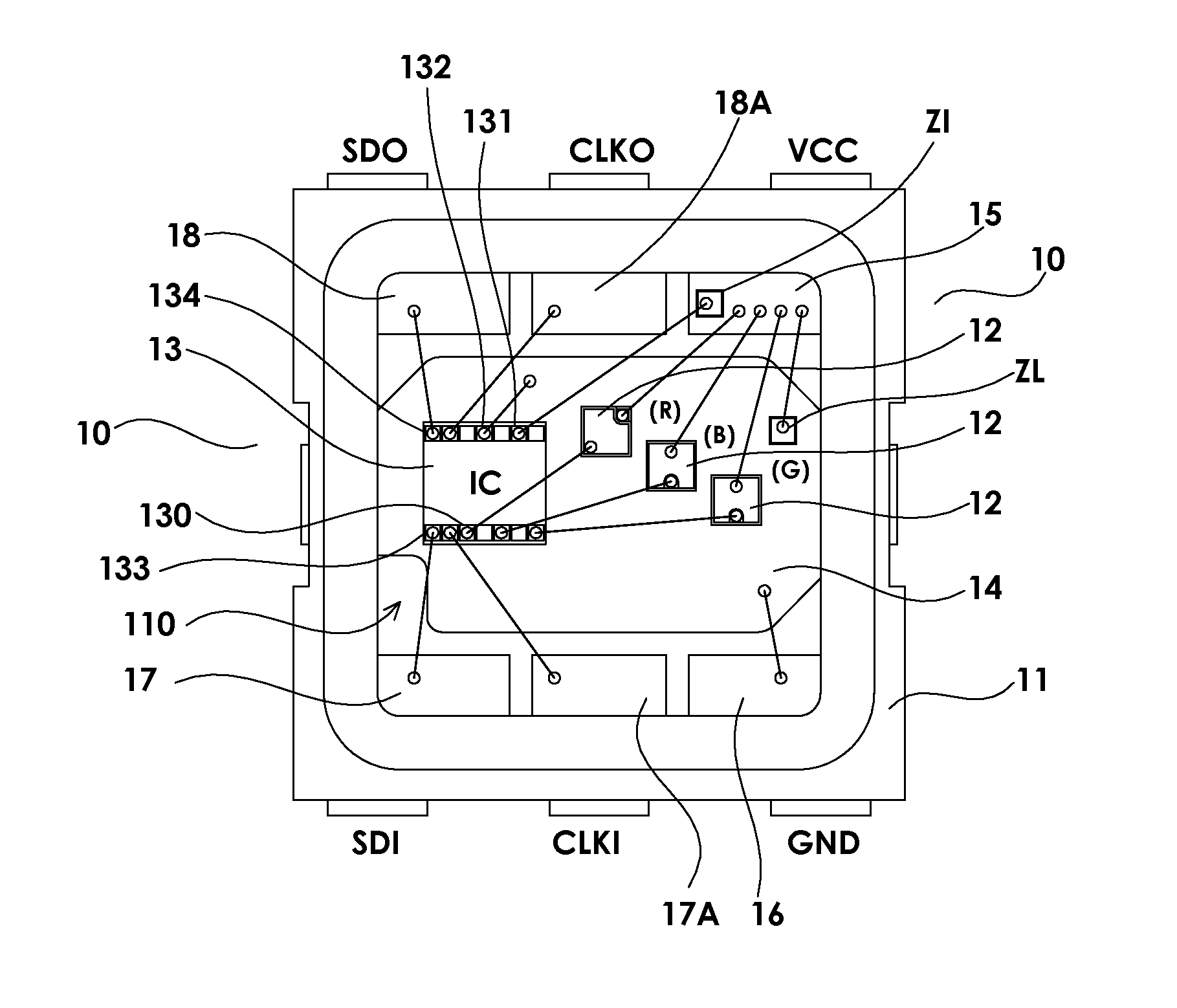 LED module packaging structure with an IC chip
