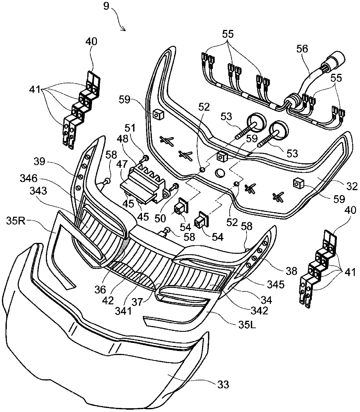 Headlight device of motorcycle