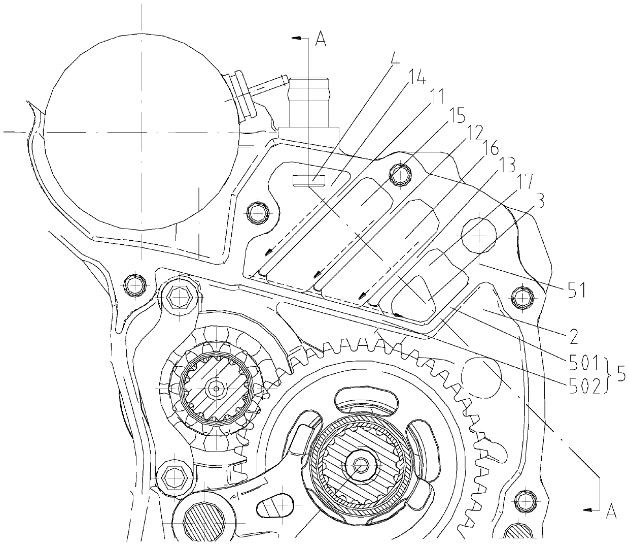 Engine oil-gas separation device and engine