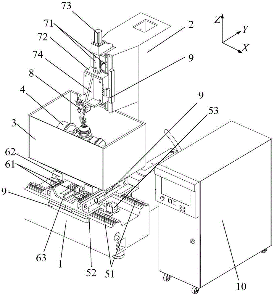 Complex hook face part electrosparking and detecting device