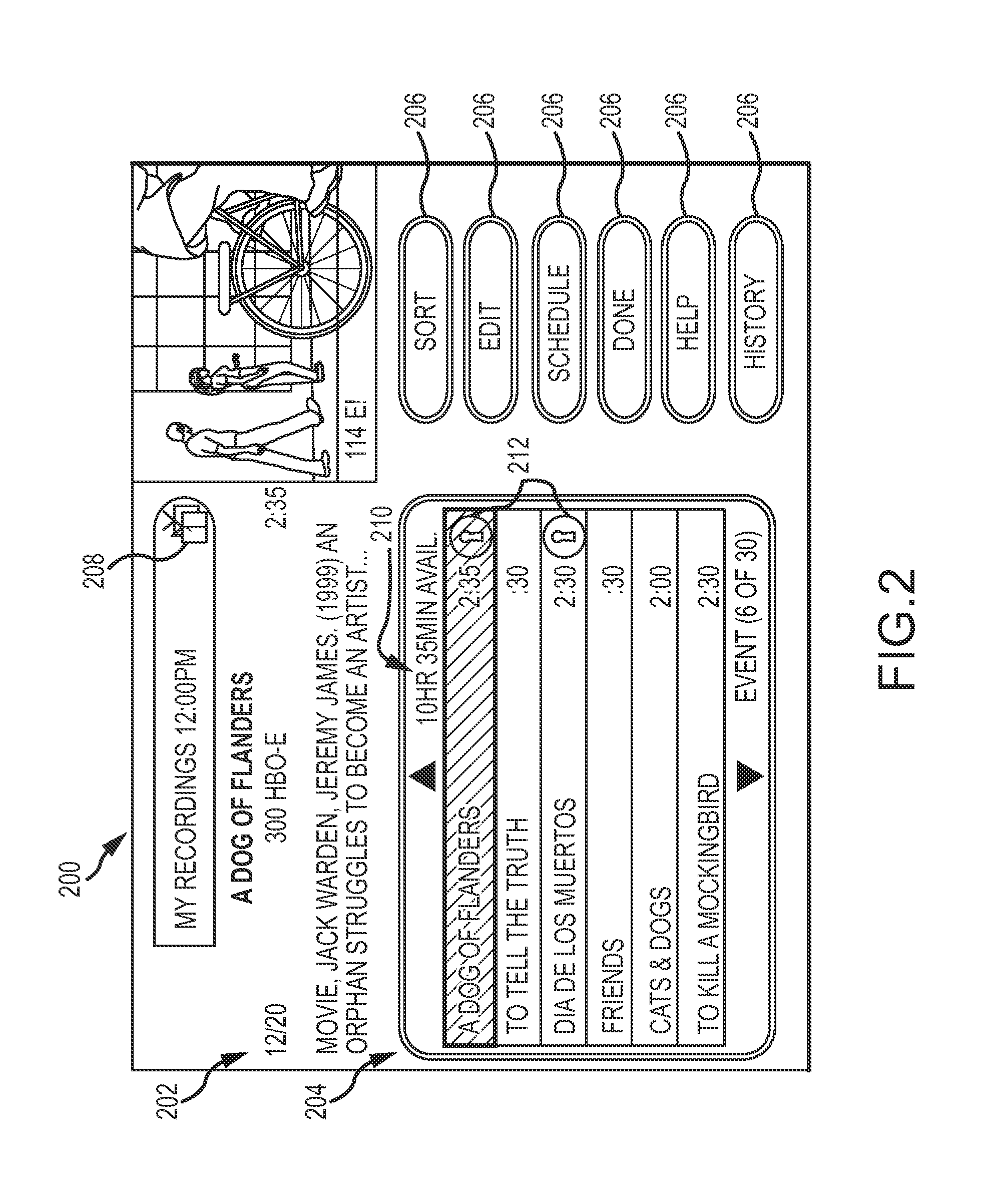 Video services receiver that provides a service-specific listing of recorded content, and related operating methods