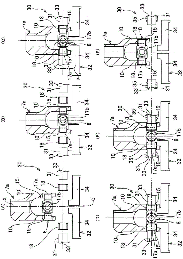 Assembly method for cross shaft type universal joint