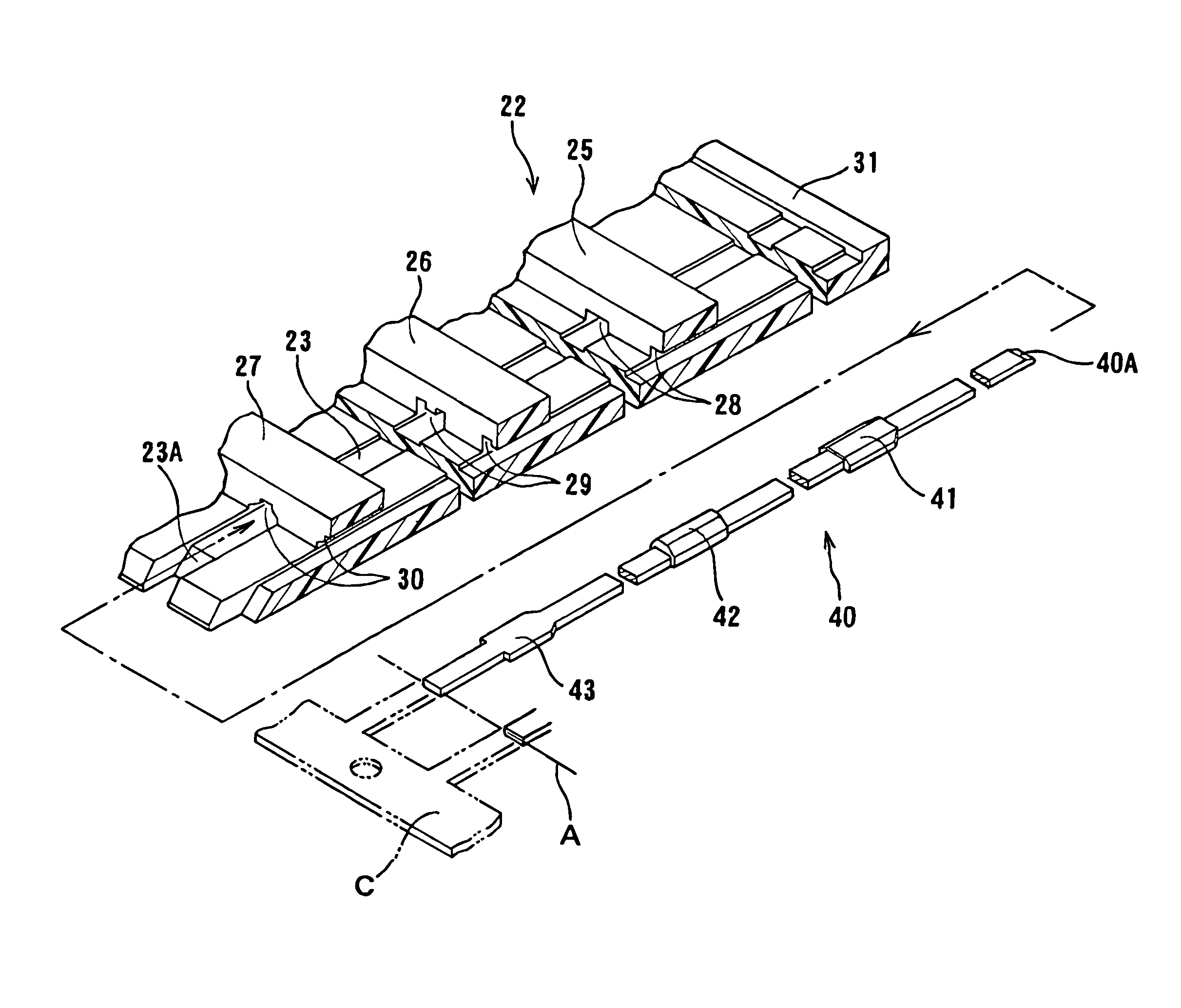 Middle electrical connector