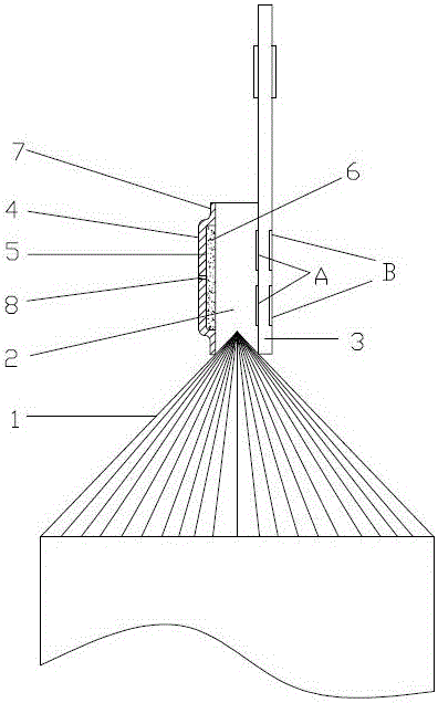 A welding structure of lithium battery pole piece foil and tab