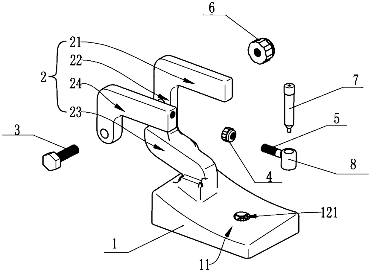 An elbow joint rotation center guide used in clinical operations