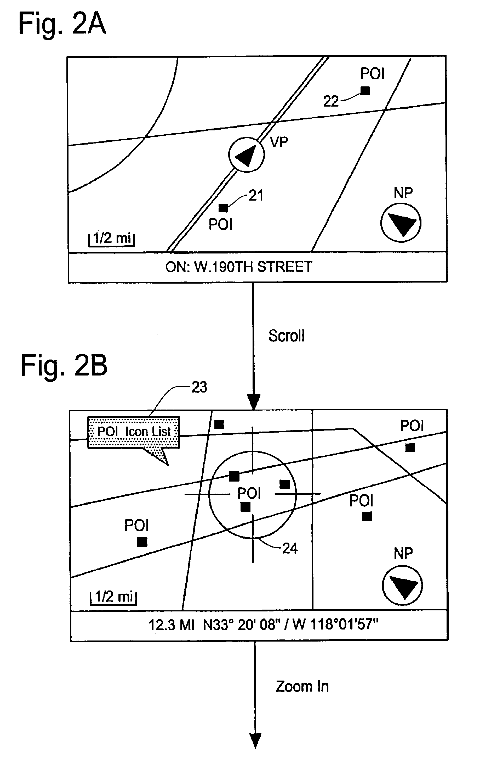 Display method and apparatus for navigation system