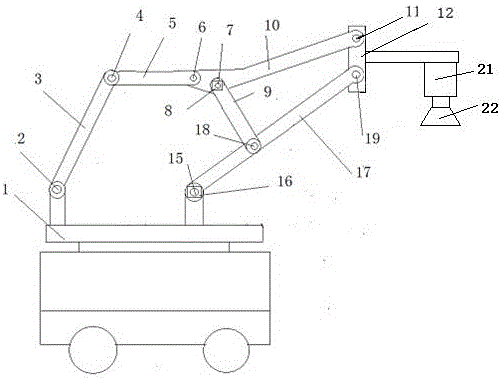 Simple servo drive rod type mechanical arm with variable freedom degrees for carrying operation