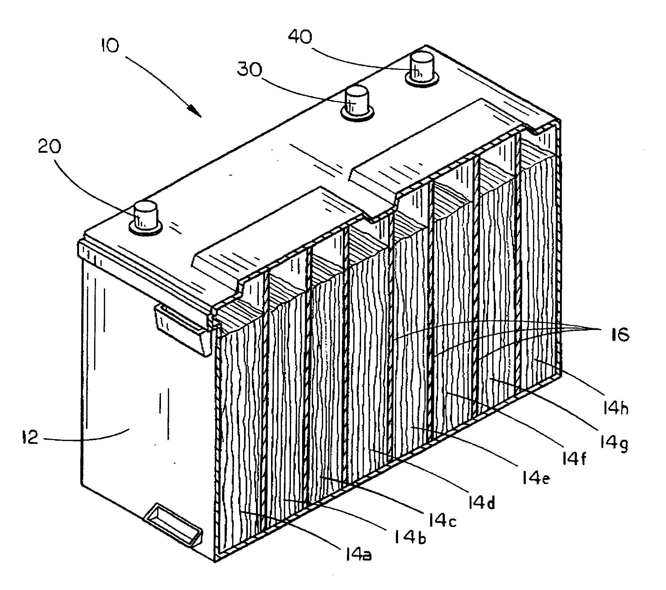 Dual voltage battery with separate terminals
