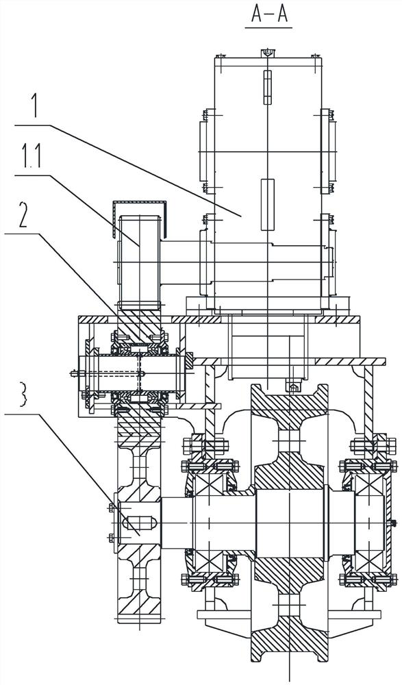 Open tooth external cart mechanism of portal crane