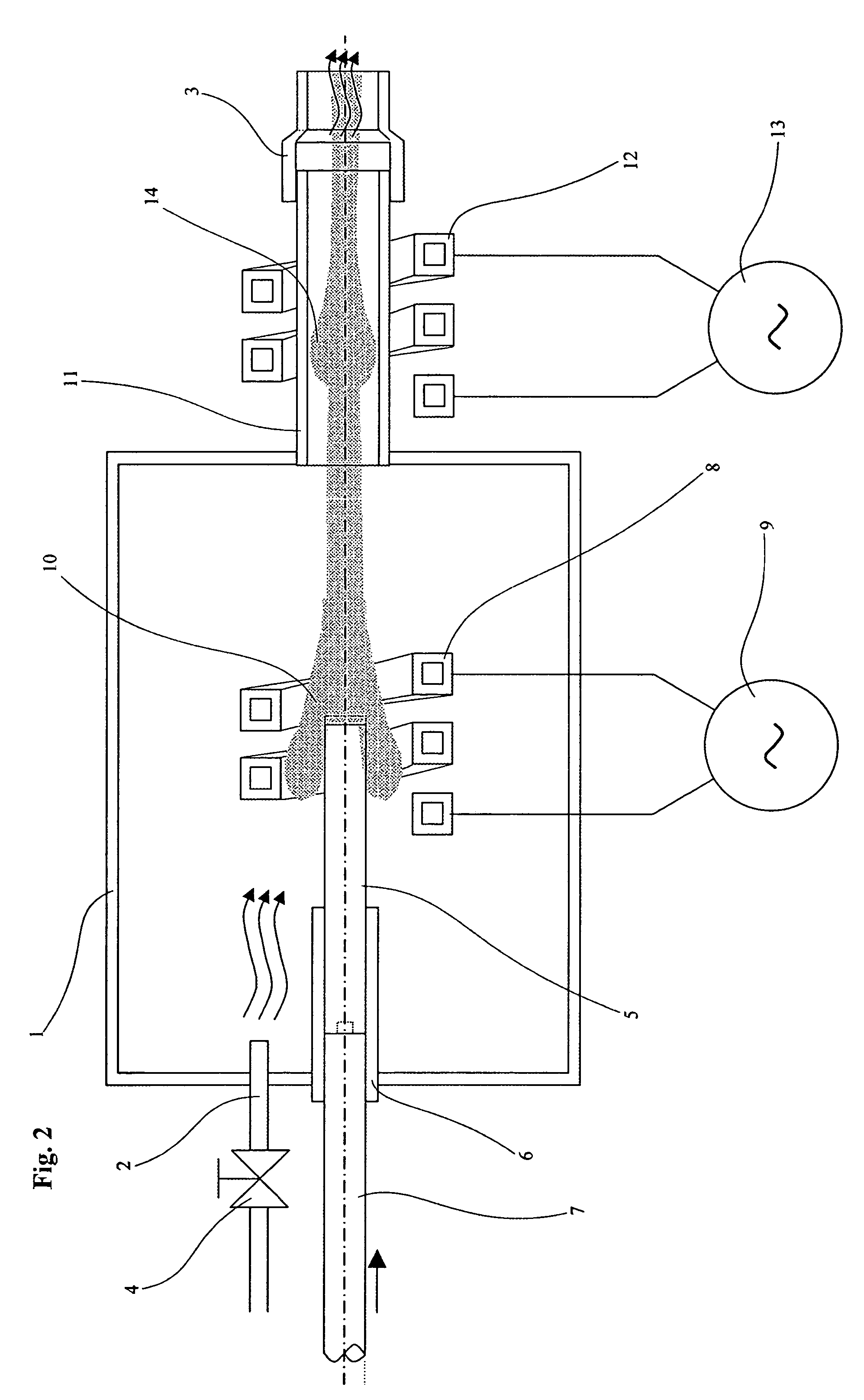 Device and method for production of carbon nanotubes, fullerene and their derivatives