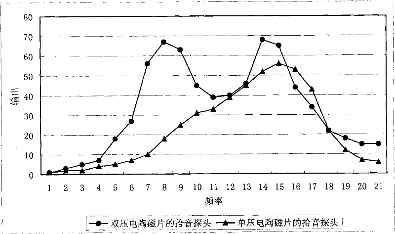 Wide frequency response noise resistant adapterization probe adopting double piezoelectric ceramic wafers