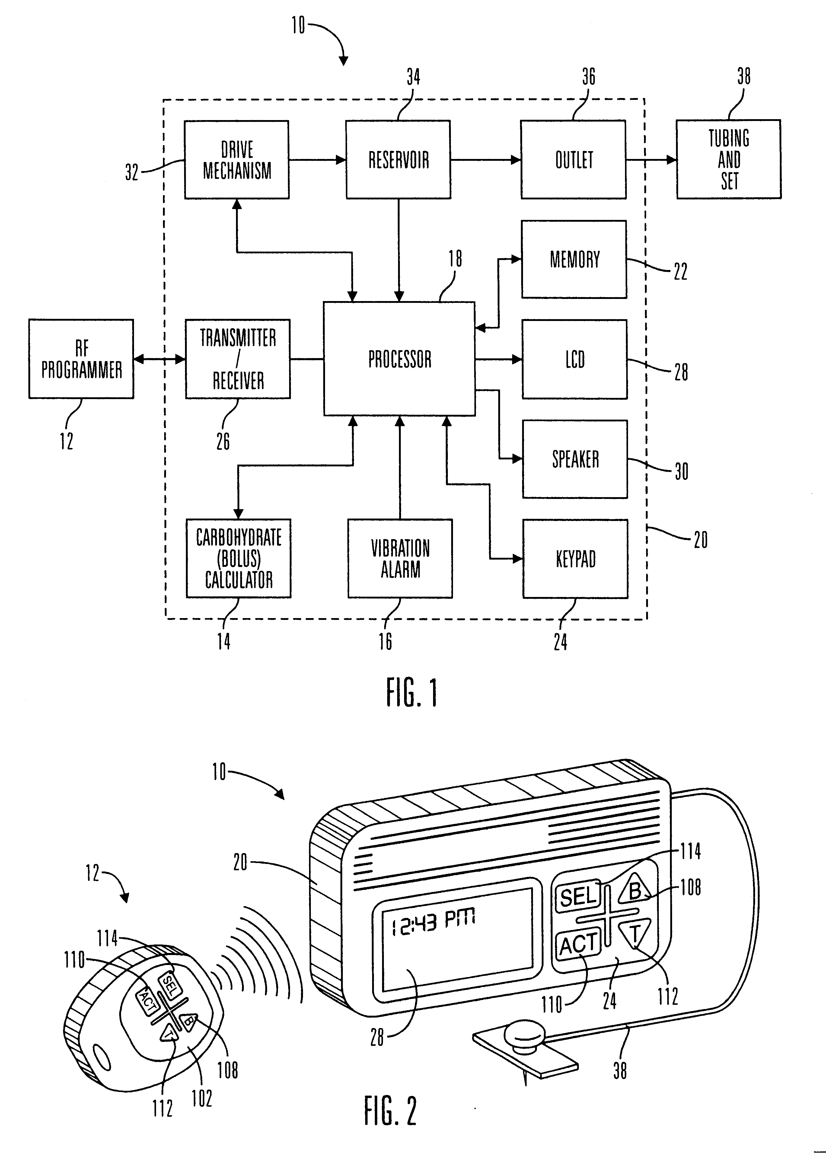 External infusion device with remote programming bolus estimator and/or vibration alarm capabilities