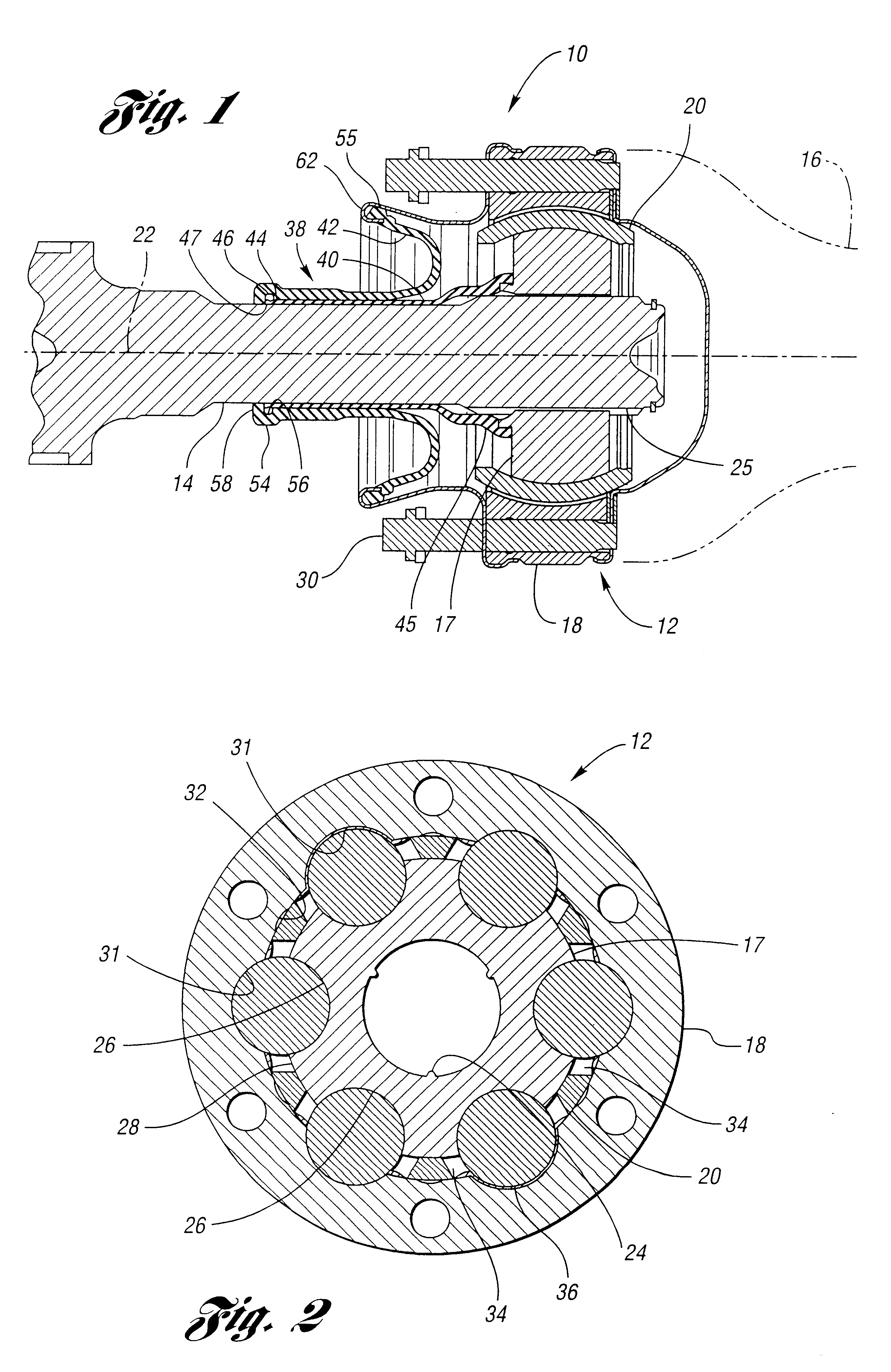 Boot arrangement for a constant velocity joint