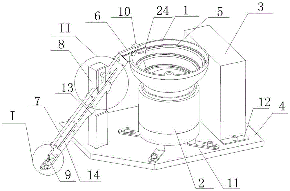 Vibratory feeding device for precise welding of conductive slip rings/copper rings and vibratory feeding method of vibratory feeding device