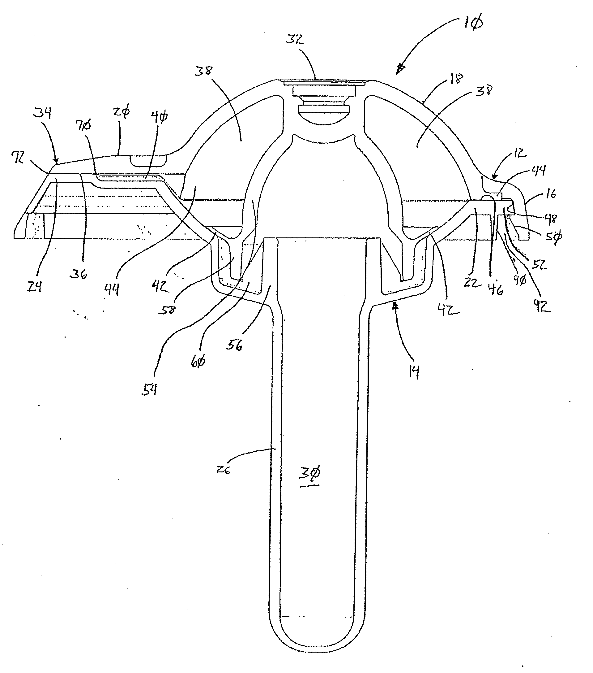 Device with co-molded closure, one-way valve and variable-volume storage chamber, and related method