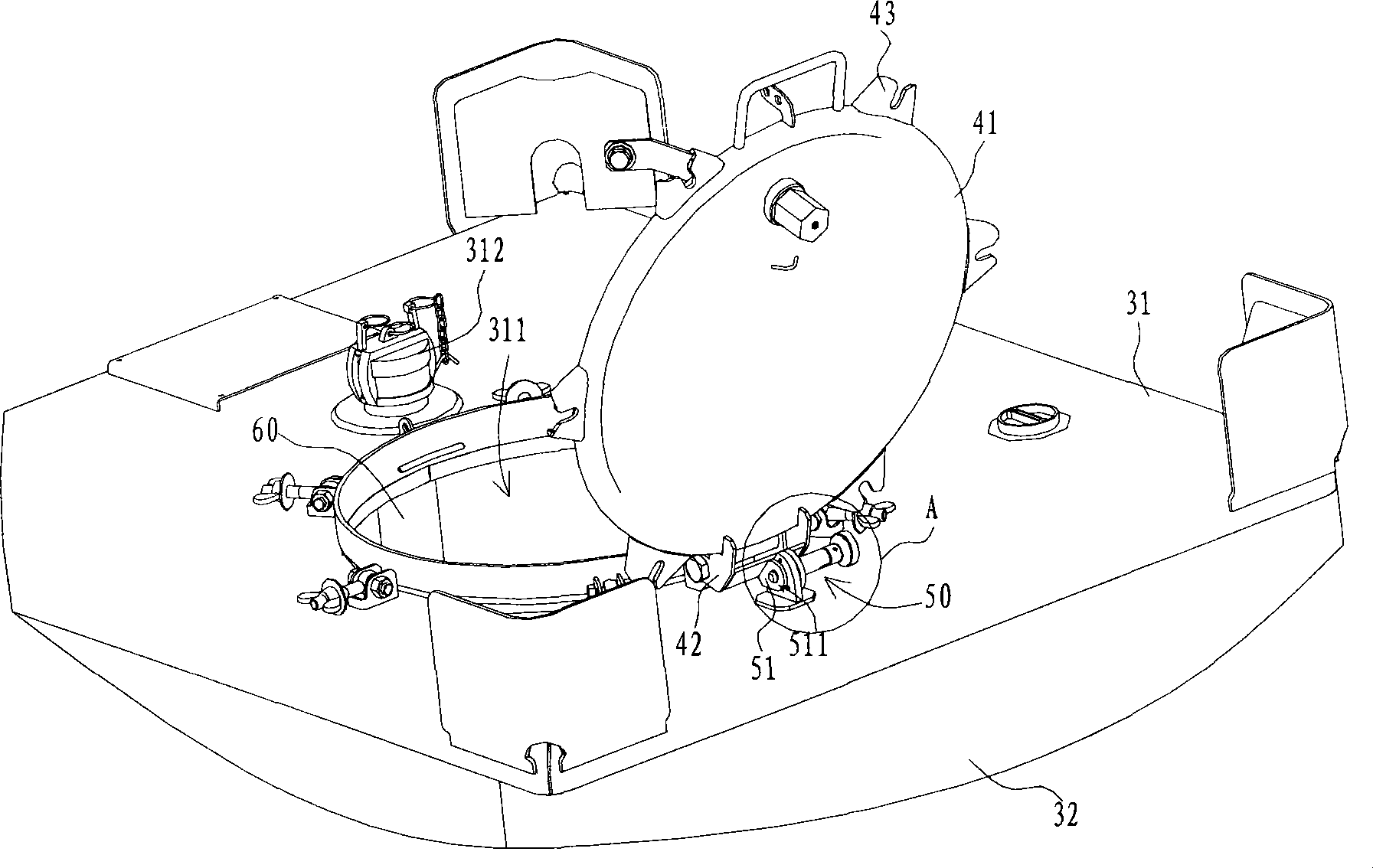Manhole cover with positioning apparatus and can-type tray box equipped therewith