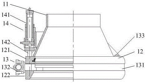 Bow blowing spherical joint of dredging ship