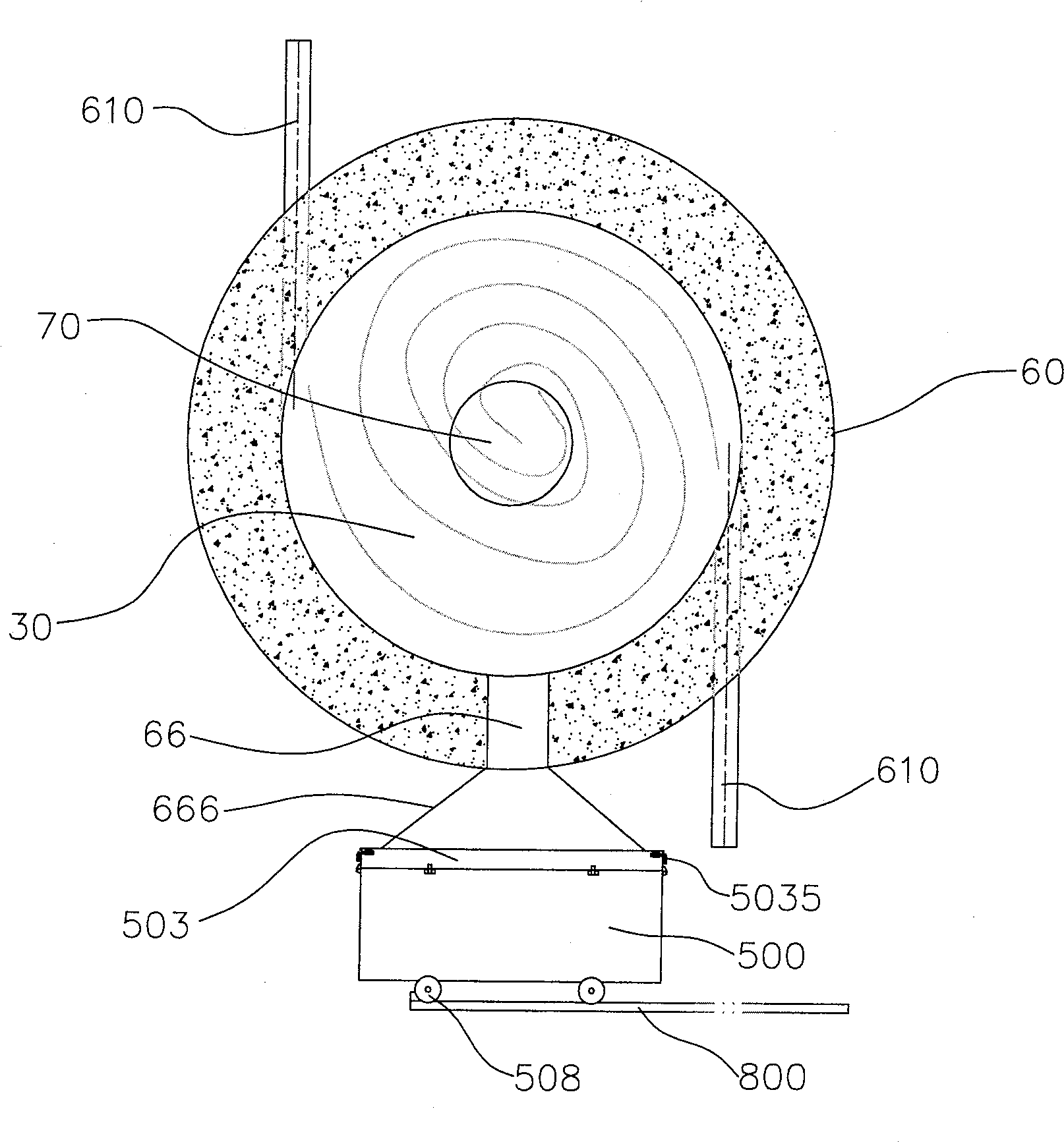 Liquid-type slag releasing device of emulsifying coke mortor