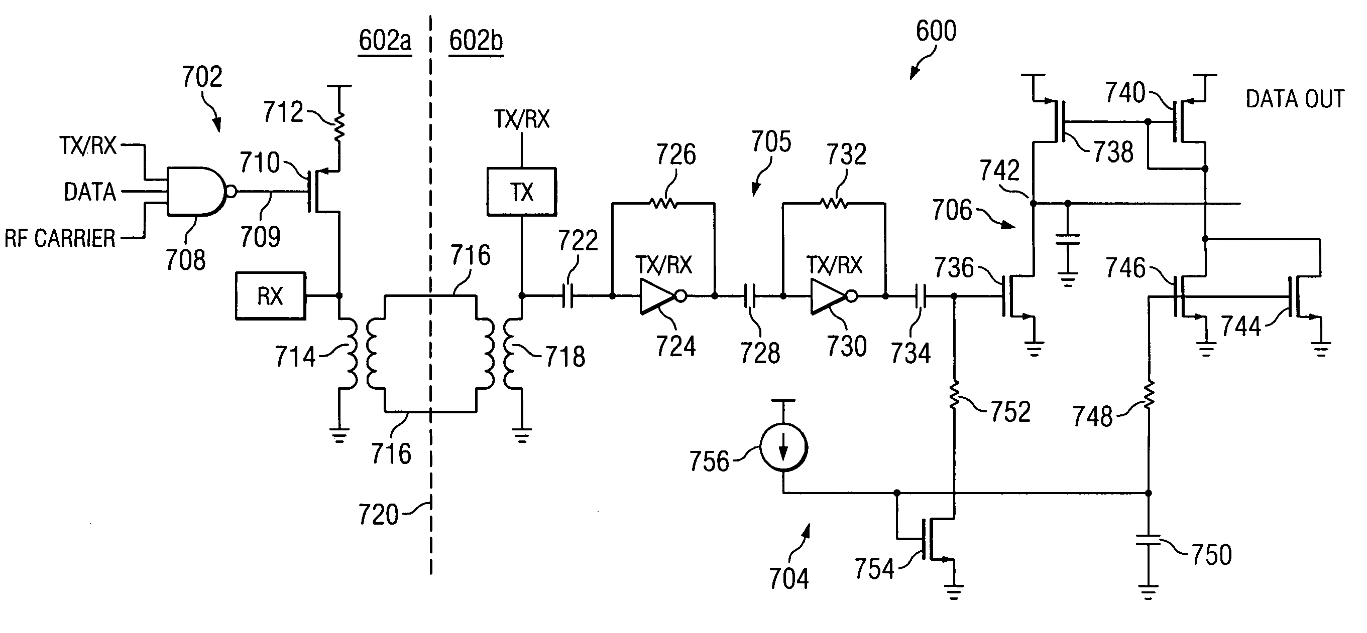 RF isolator with differential input/output