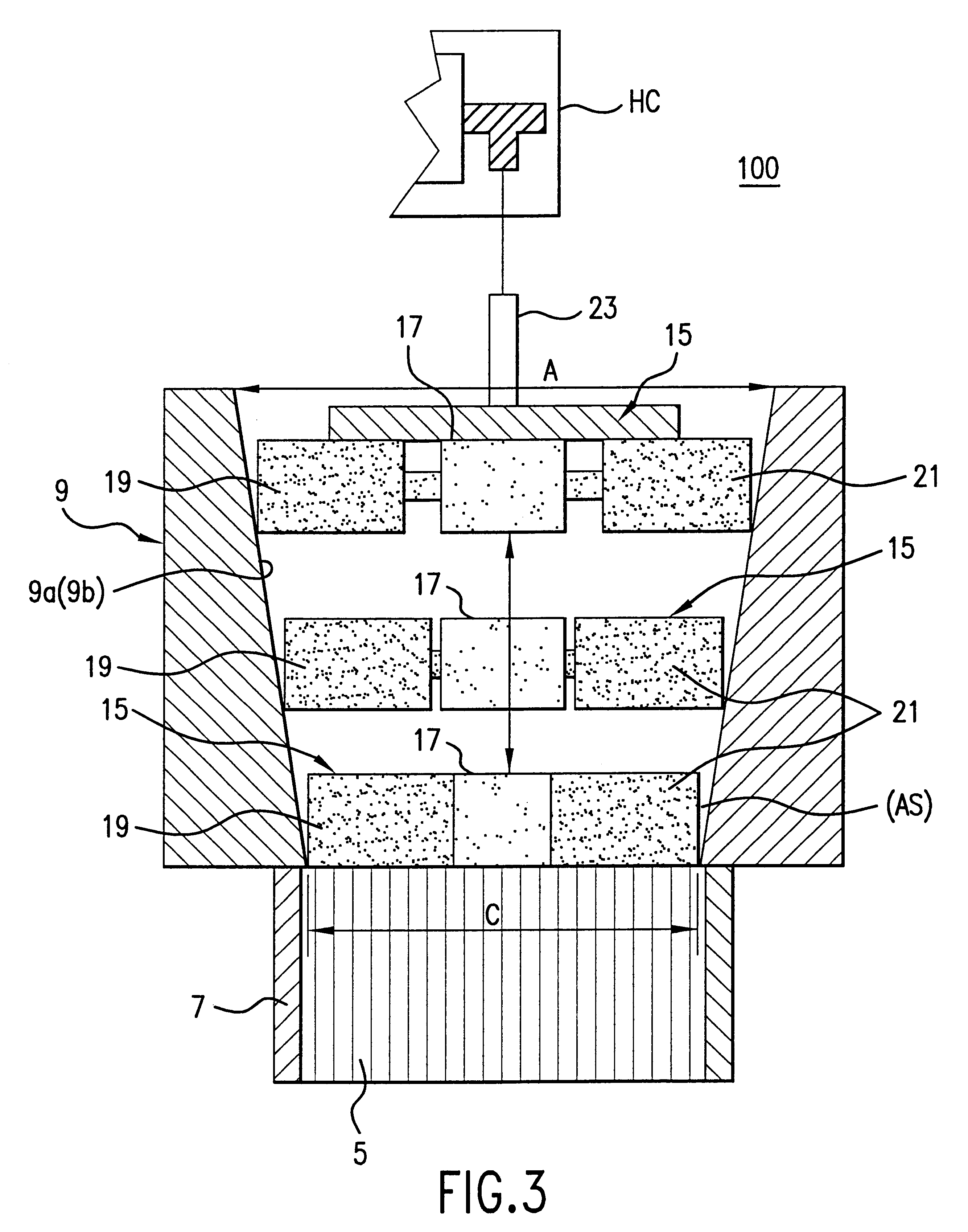 Device for press-fitting catalyzer core bed into outer case