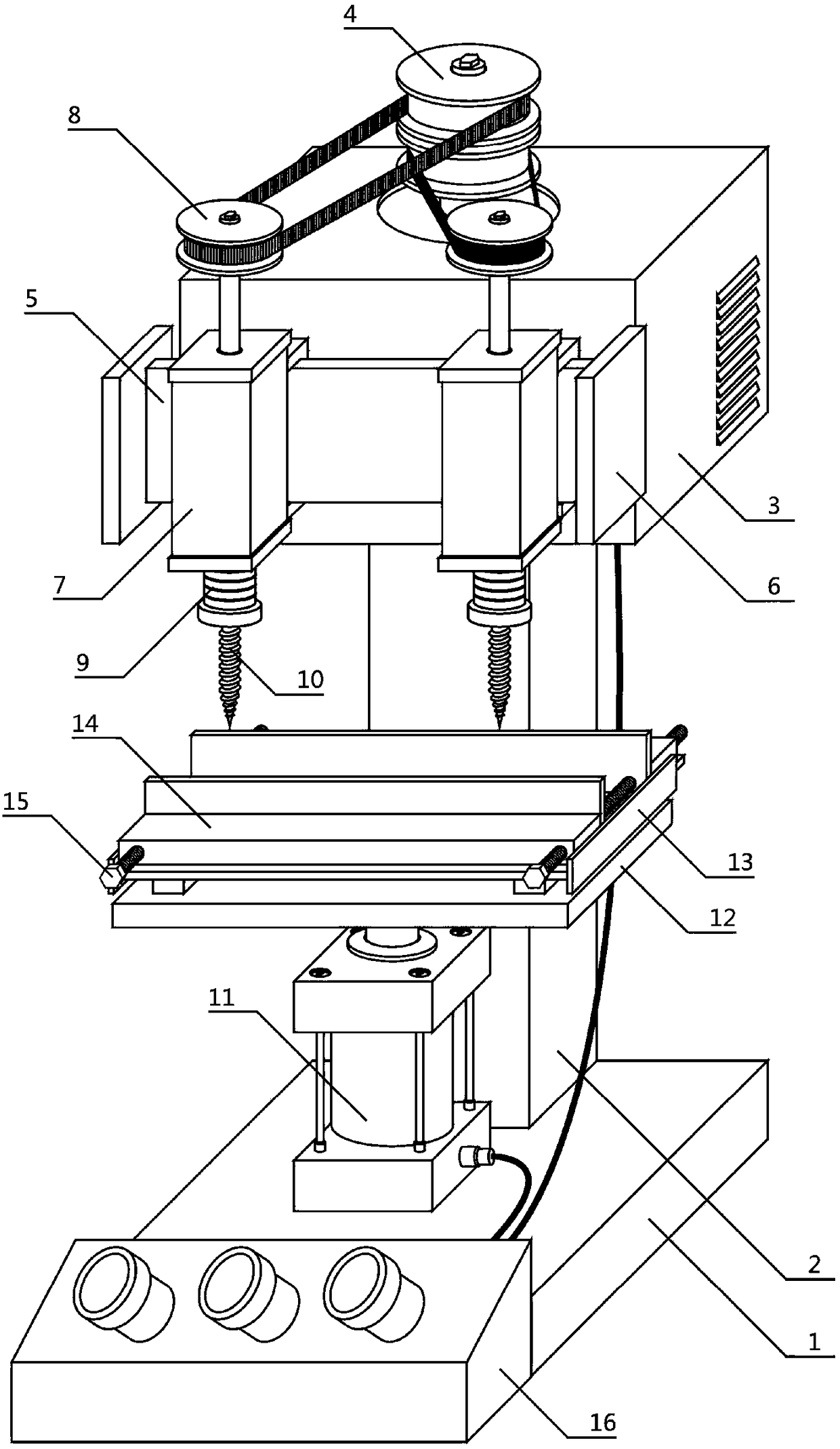Dual-drill-head locating and drilling mechanism