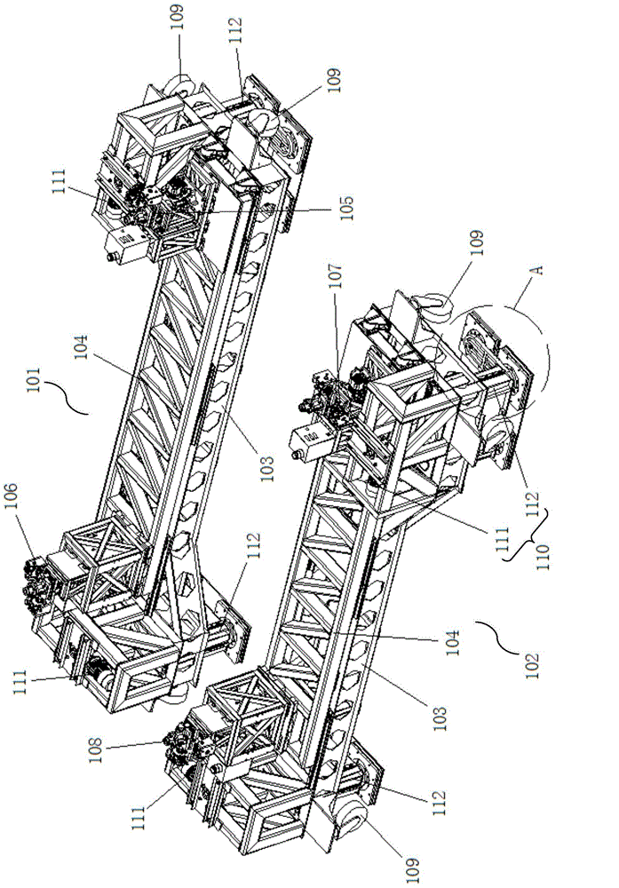 Flexible supporting and positioning system for docking of large airplane components