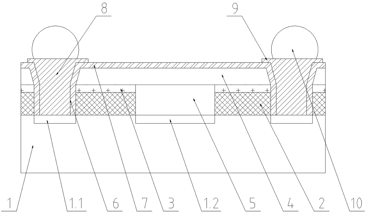 Packaging structure and manufacturing method of metal disc buried hole type surface acoustic filter chip