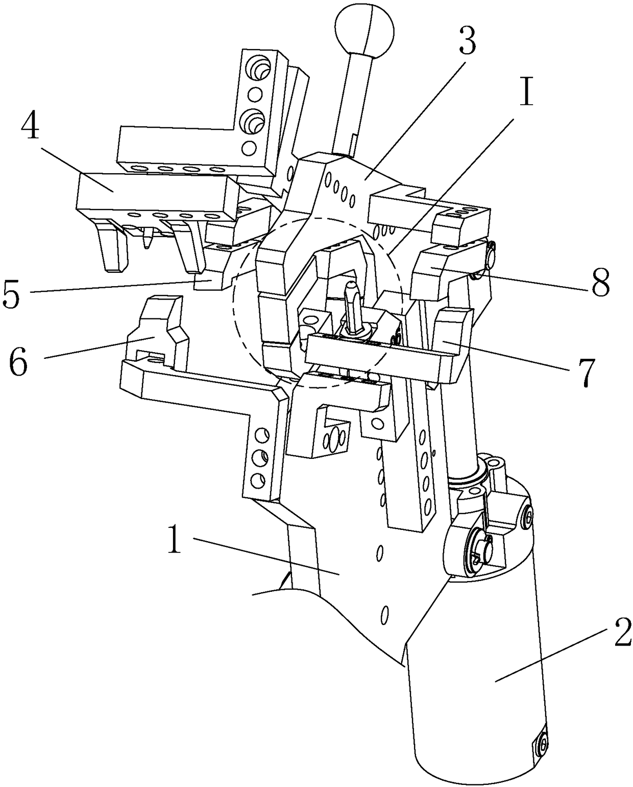 Middle positioning fixture for vehicle left and right side wall inner plate front assembly welding