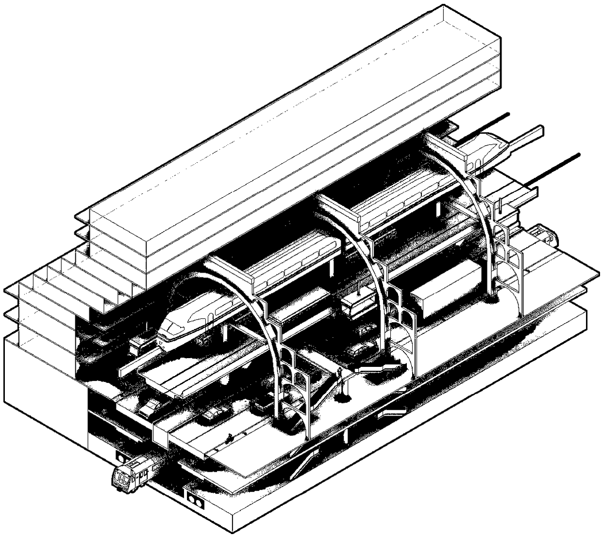 Integrated system of architecture and transportation in three-dimensional city