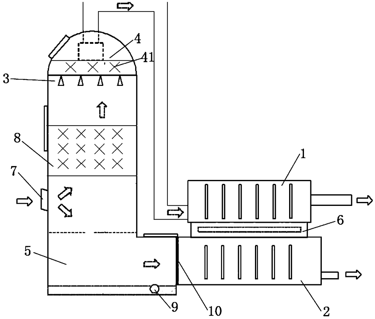 Purification apparatus and purification method combining spraying and photocatalytic degradation