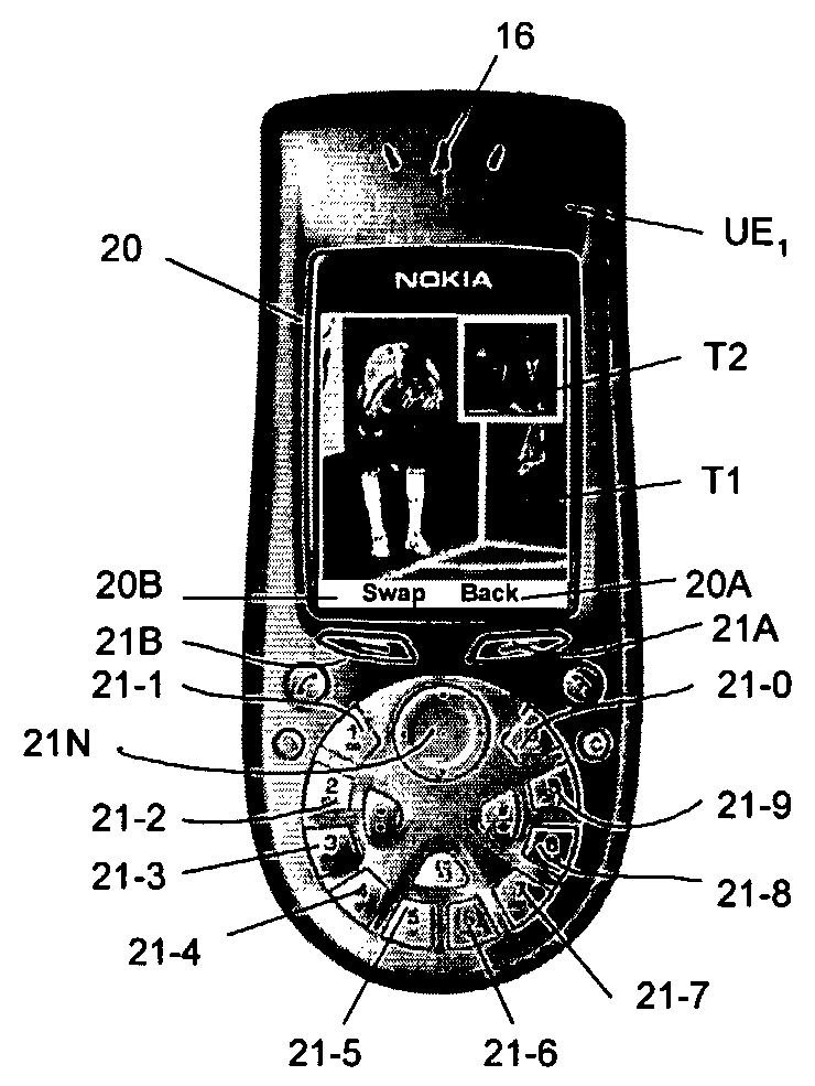 Mobile Telecommunications Apparatus for Receiving and Displaying More Than One Service