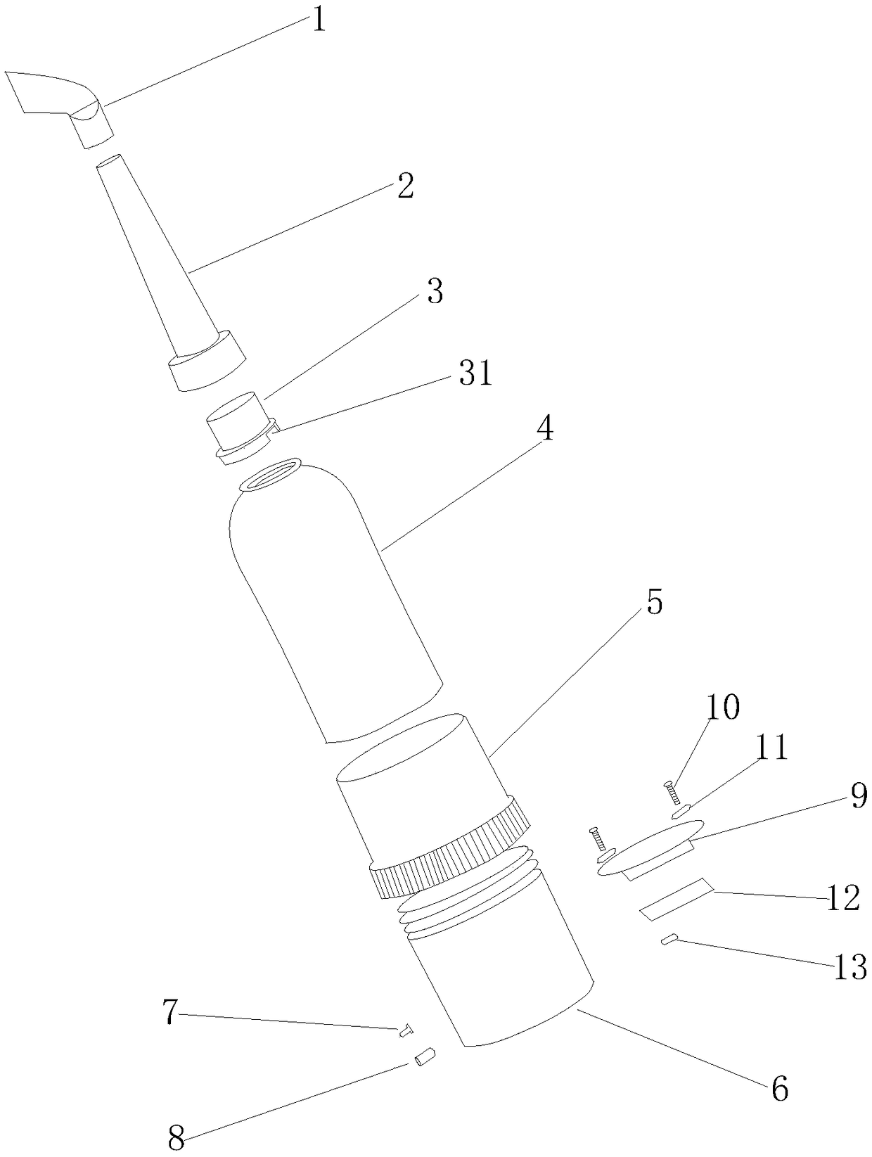 A heating type plastic part defect atomization repair device