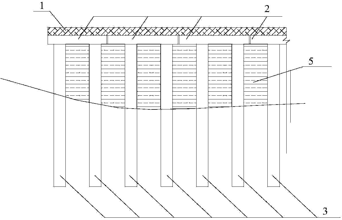 Lateral pile-plank structure suitable for rocky abrupt-slope embankment