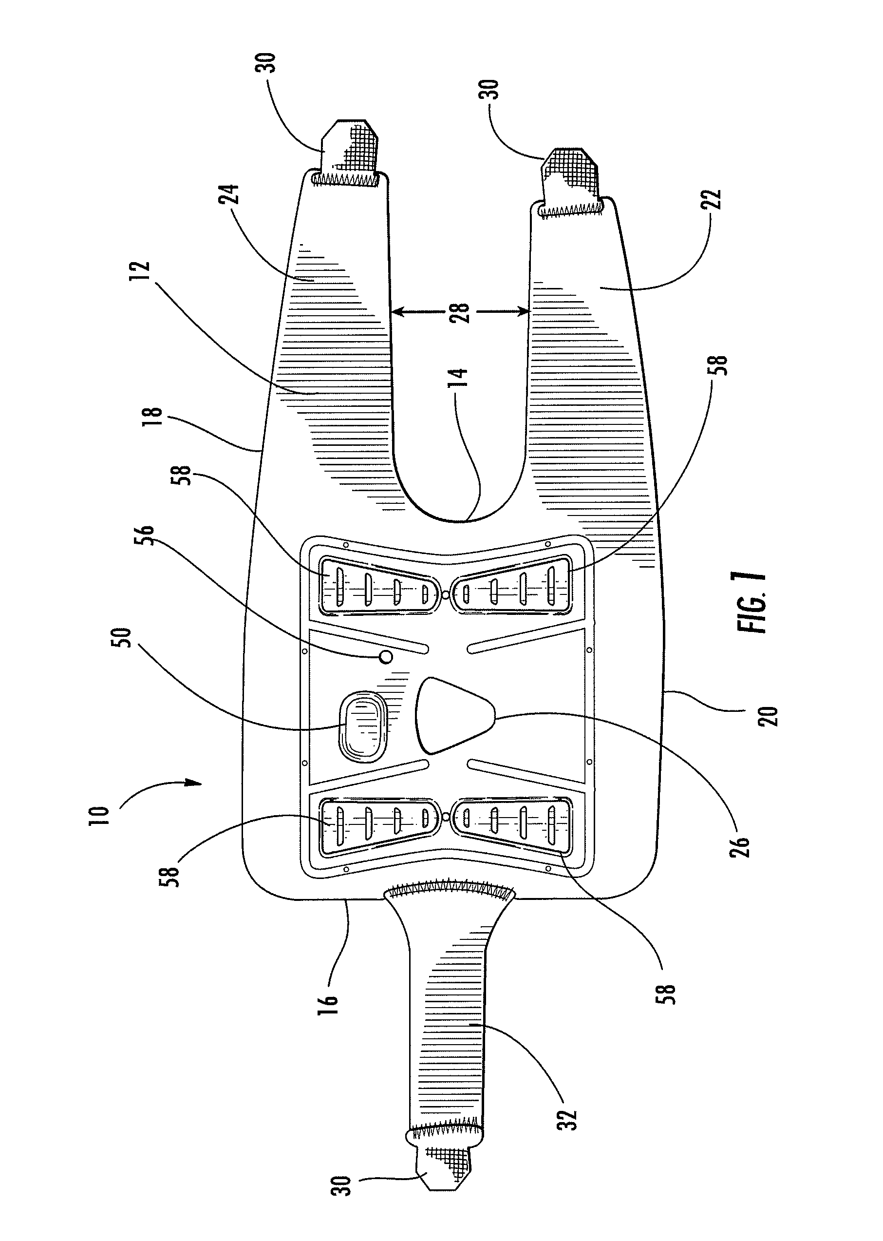 Fastener tabs and strapping system for orthopedic supports and method of using same