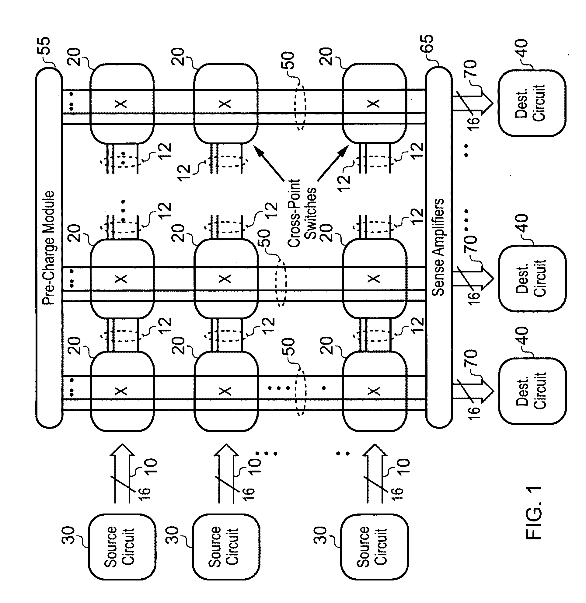 Crossbar circuitry for applying an adaptive priority scheme and method of operation of such crossbar circuitry