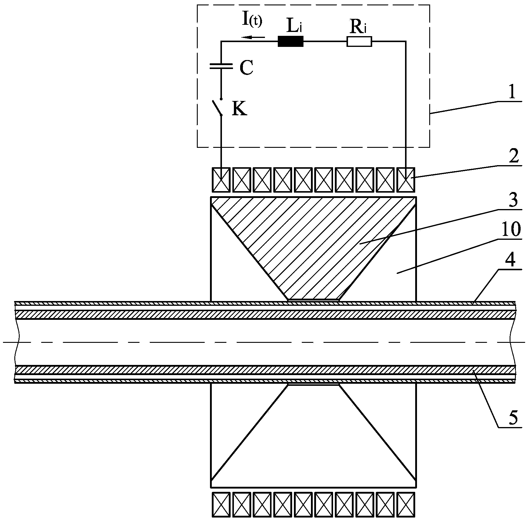 Inductor for divisionally and incrementally forming bimetal composite pipe