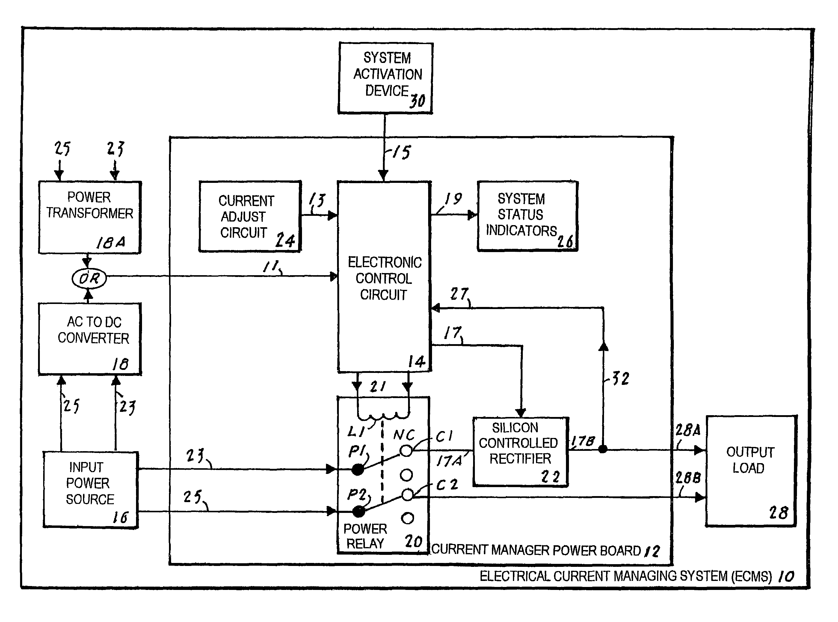 Electrical current managing system